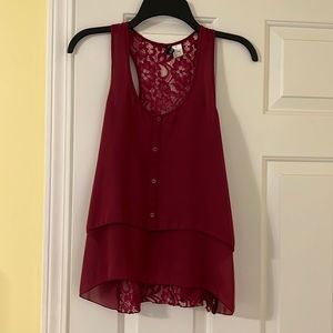 H&M divided tank with lace back, size 4